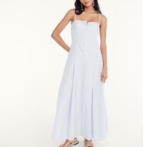 J.Crew Blue & White Striped Button-Front Midi Dress (4P)